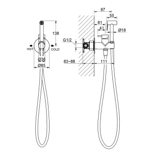 Гигиенический душ со смесителем Timo Saona 2337/03SM чёрный матовый